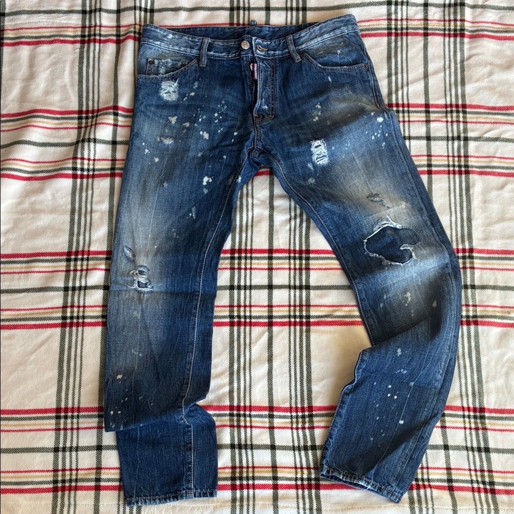 DSQUARED Blue Distressed Skinny Jeans